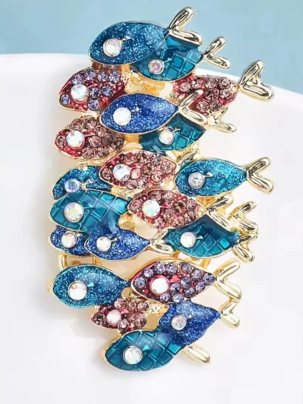 Colorful Crystal Fish Stretch Brooch